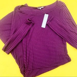 MICHAEL STARS anthropologie maxi long sleeve dress stripe anthro purple M NWT